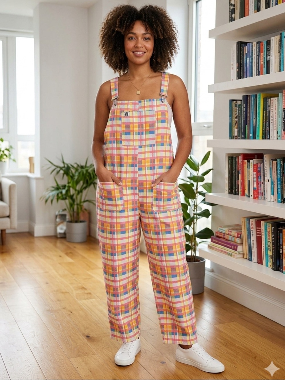 Lucy and Yak checkered Printed Overalls Size 10L